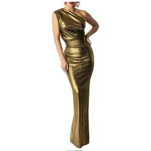 Gold one shoulder maxi dress